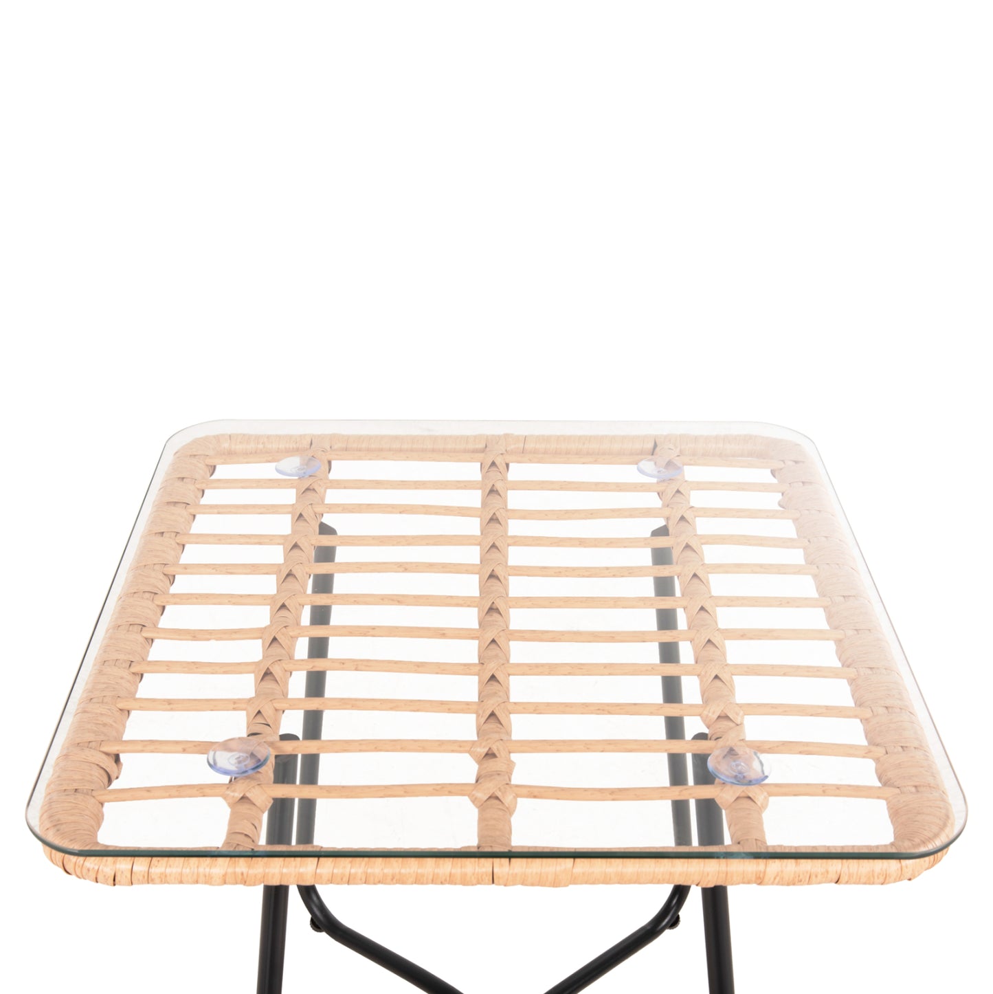 ΤΡΑΠΕΖΑΚΙ GERRY ΜΕ WICKER ΜΠΕΖ ΜΑΥΡΟ ΜΕΤΑΛ. ΣΚΕΛΕΤΟ 50x50x47,5