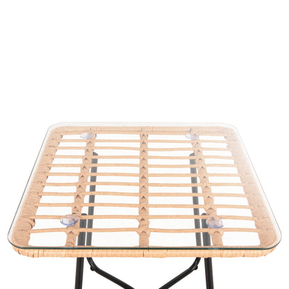 ΤΡΑΠΕΖΑΚΙ GERRY ΜΕ WICKER ΜΠΕΖ ΜΑΥΡΟ ΜΕΤΑΛ. ΣΚΕΛΕΤΟ 50x50x47,5