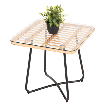 ΤΡΑΠΕΖΑΚΙ GERRY ΜΕ WICKER ΜΠΕΖ ΜΑΥΡΟ ΜΕΤΑΛ. ΣΚΕΛΕΤΟ 50x50x47,5