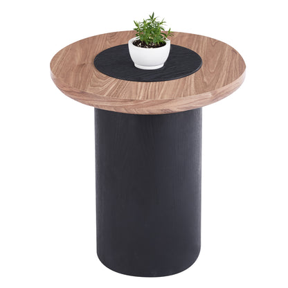 ΤΡΑΠΕΖΑΚΙ ΣΤΡΟΓΓΥΛΟ ΒΟΗΘΗΤΙKΟ OVALON MDF TOP ΚΑΡΥΔΙ & ΒΑΣΗ ΜΑΥΡΗ Φ45x50