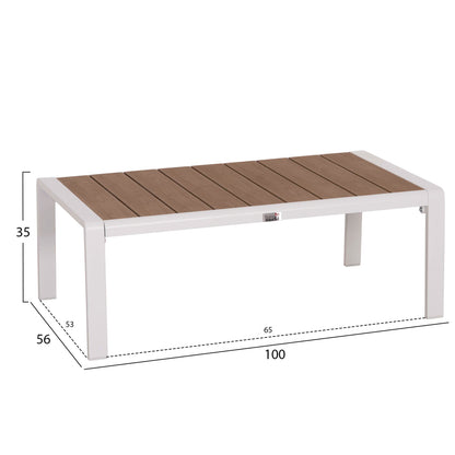 ΤΡΑΠΕΖΑΚΙ ΞΑΠΛΩΣΤΡΑΣ BENTRY ΑΛΟΥΜΙΝΙΟ ΛΕΥΚΟ POLYWOOD 100x56x35