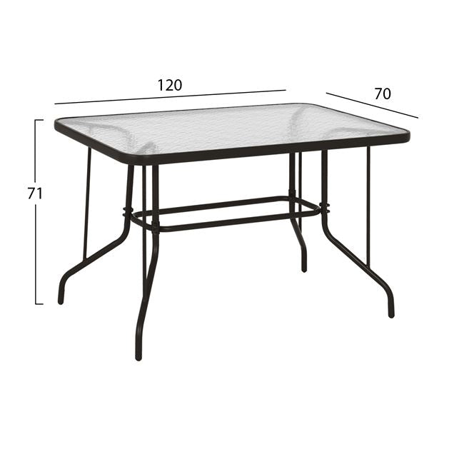 TABLE ADAM METAL BROWN WITH GLASS TOP 120x70x71
