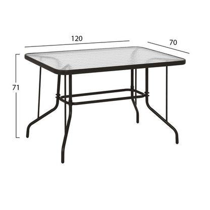 TABLE ADAM METAL BROWN WITH GLASS TOP 120x70x71