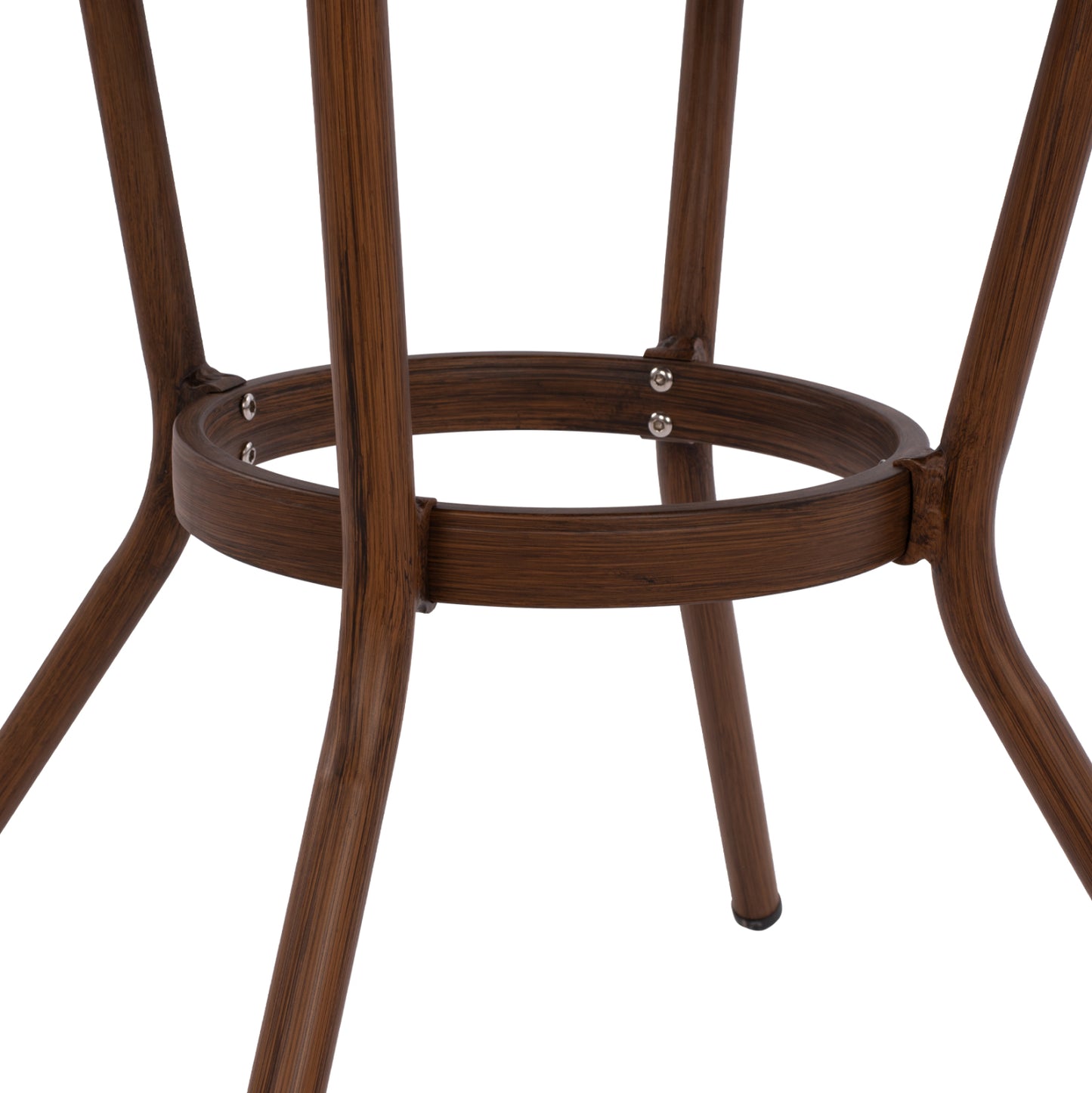 ΤΡΑΠΕΖΙ ΑΛΟΥΜΙΝΙΟΥ MOSES BAMBOO LOOK ΚΑΦΕ ΜΕ ΓΥΑΛΙ Φ70x76