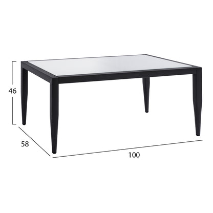 MEIR ALUMINUM LIVING ROOM COFFEE TABLE IN GREY SHADE WITH GLASS TOP 100x58x46