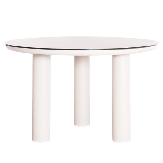 DOSUN ALUMINUM TABLE CREAM FRAME 3D PRINT CERAMIC LOOK GLASS Ø120cm