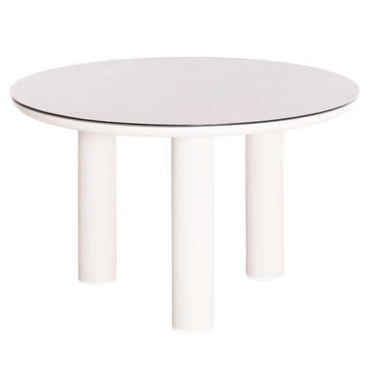 DOSUN ALUMINUM TABLE CREAM FRAME 3D PRINT CERAMIC LOOK GLASS Ø120cm