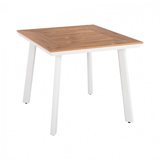 ALUMINUM SQUARE TABLE TABER WHITE WITH POLYWOOD TOP 80x80x73