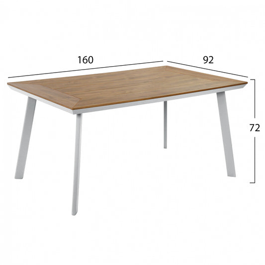 ALUMINUM TABLE TABER WITH POLYWOOD WHITE 160x92x72