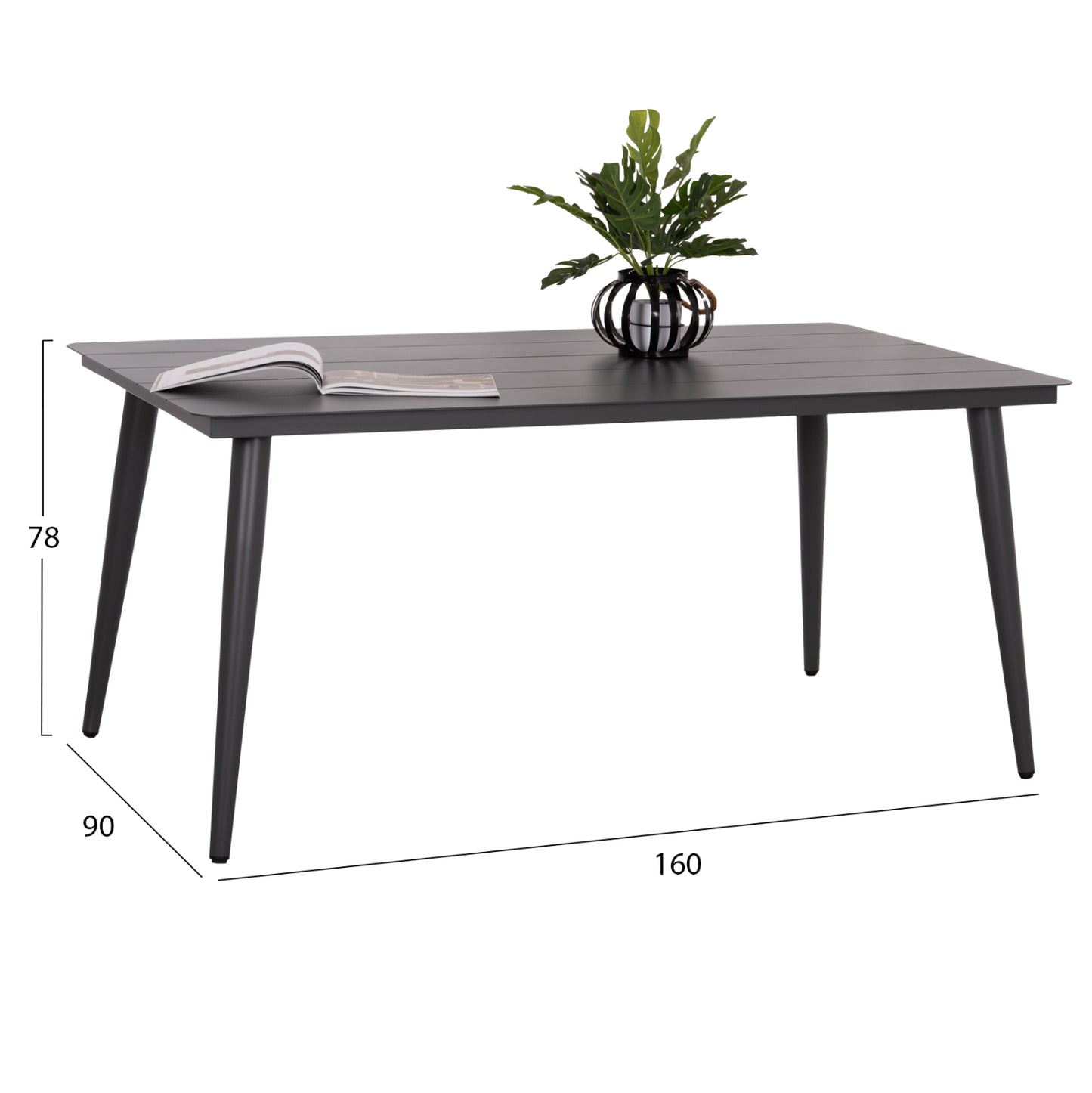 ΤΡΑΠΕΖΙ ΑΛΟΥΜΙΝΙΟΥ ΟΡΘΟΓΩΝΙΟ HIGER ΓΚΡΙ 160x90x78