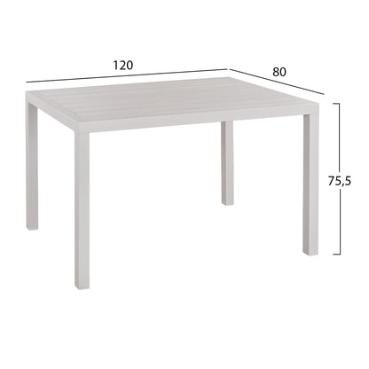ΤΡΑΠΕΖΙ ΑΛΟΥΜΙΝΙΟΥ SAHIRA ΣΕ ΛΕΥΚΗ ΑΠΟΧΡΩΣΗ 120x80x75,5