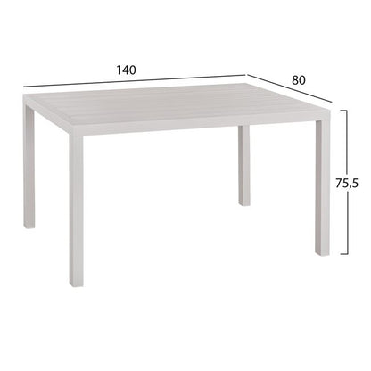 ALUMINIUM DINING TABLE SAHIRA WHITE 140x80x75.5