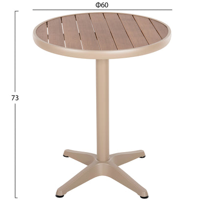 ΤΡΑΠΕΖΙ ΑΛΟΥΜΙΝΙΟΥ ΣΤΡΟΓΓΥΛΟ ALEXA ΣΑΜΠΑΝΙ POLYWOOD TOP ΦΥΣΙΚΟ Φ60x73