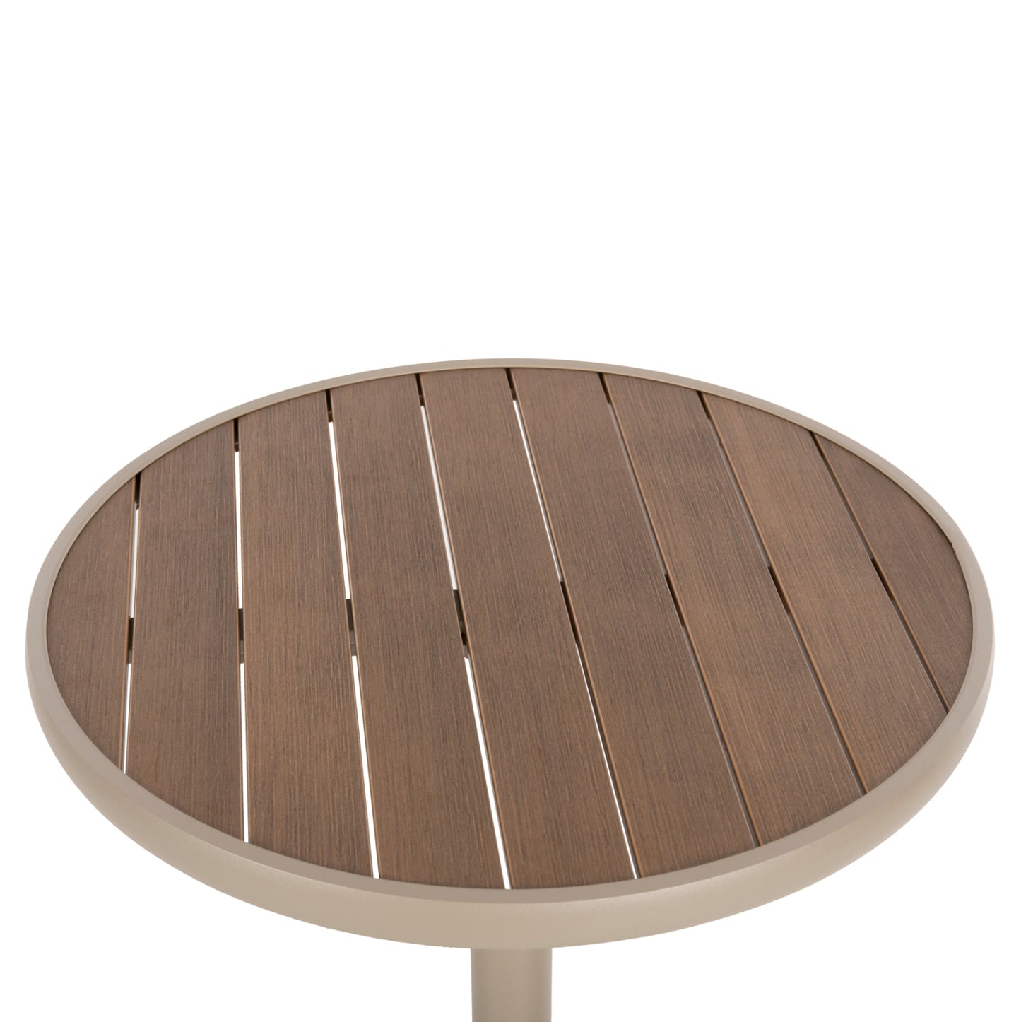 ΤΡΑΠΕΖΙ ΑΛΟΥΜΙΝΙΟΥ ΣΤΡΟΓΓΥΛΟ ALEXA ΣΑΜΠΑΝΙ POLYWOOD TOP ΦΥΣΙΚΟ Φ60x73