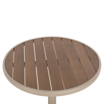 ΤΡΑΠΕΖΙ ΑΛΟΥΜΙΝΙΟΥ ΣΤΡΟΓΓΥΛΟ ALEXA ΣΑΜΠΑΝΙ POLYWOOD TOP ΦΥΣΙΚΟ Φ60x73