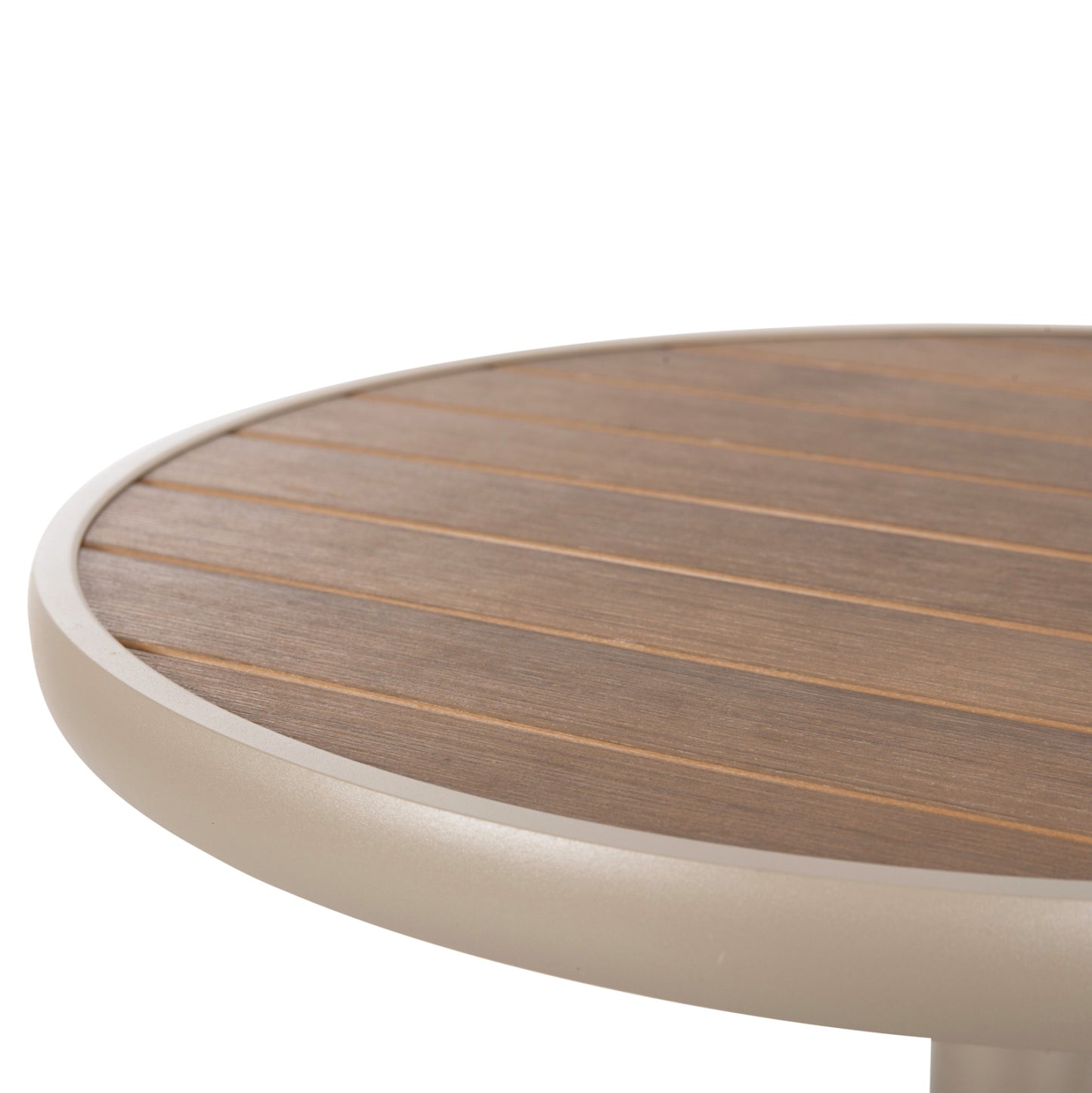 ΤΡΑΠΕΖΙ ΑΛΟΥΜΙΝΙΟΥ ΣΤΡΟΓΓΥΛΟ ALEXA ΣΑΜΠΑΝΙ POLYWOOD TOP ΦΥΣΙΚΟ Φ60x73