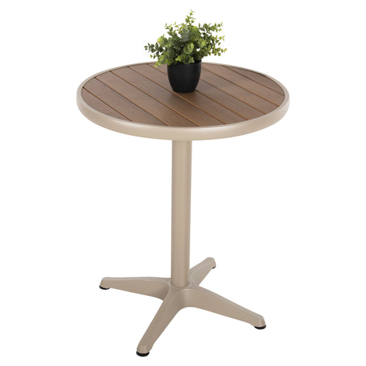 ΤΡΑΠΕΖΙ ΑΛΟΥΜΙΝΙΟΥ ΣΤΡΟΓΓΥΛΟ ALEXA ΣΑΜΠΑΝΙ POLYWOOD TOP ΦΥΣΙΚΟ Φ60x73