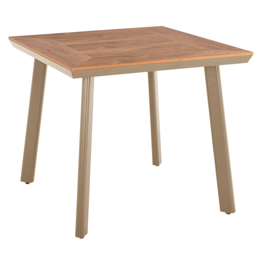 SQUARE ALUMINUM TABLE TABER CAPPUCCINO POLYWOOD TOP 80x80x73