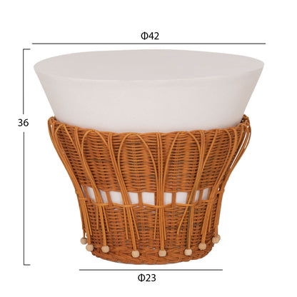 ΤΡΑΠΕΖΙ ΒΟΗΘΗΤΙΚΟ PERRAL FIBER CEMENT ΛΕΥΚΟ ΦΥΣΙΚΟ RATTAN Φ42x36