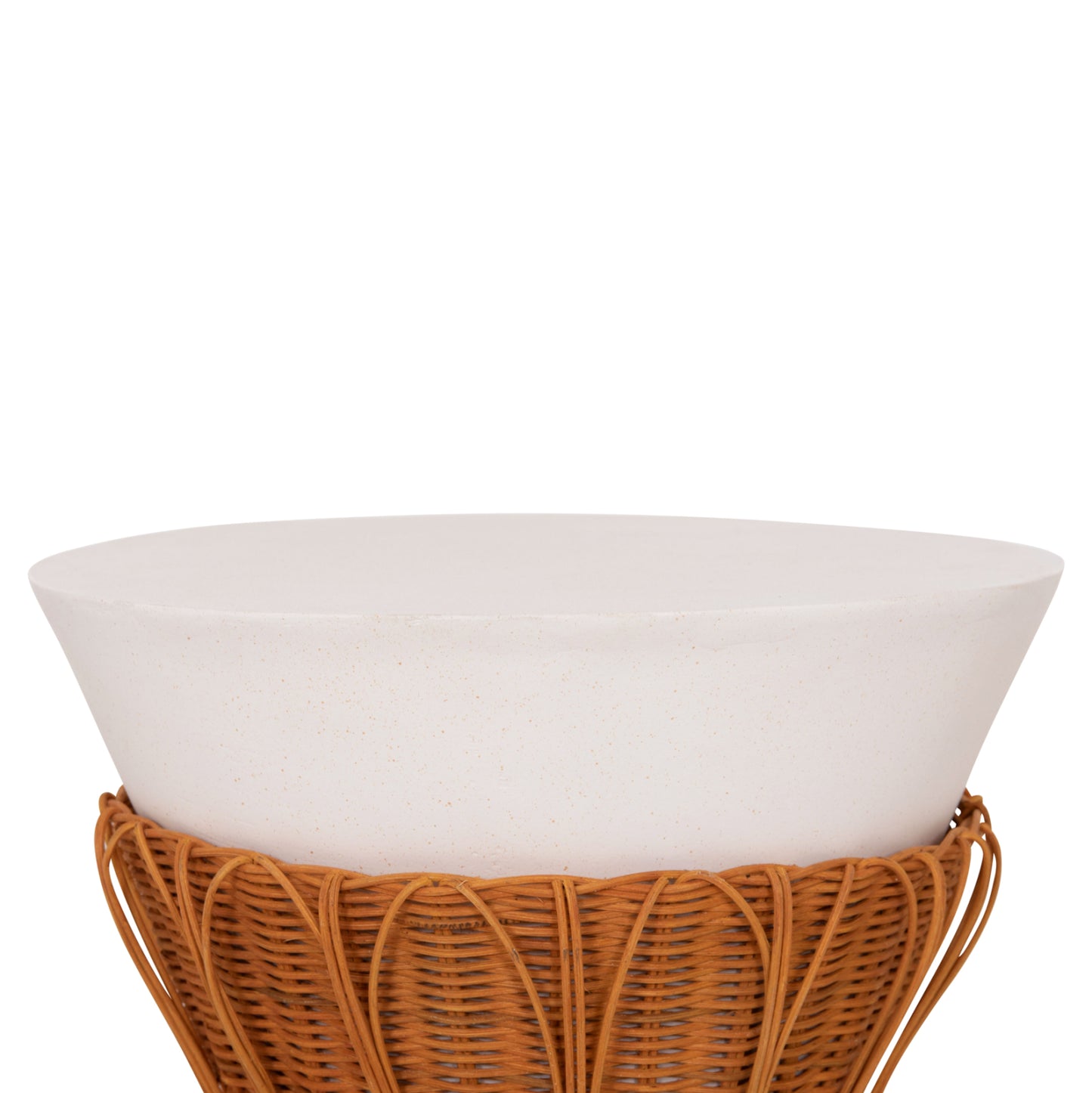 ΤΡΑΠΕΖΙ ΒΟΗΘΗΤΙΚΟ PERRAL FIBER CEMENT ΛΕΥΚΟ ΦΥΣΙΚΟ RATTAN Φ42x36