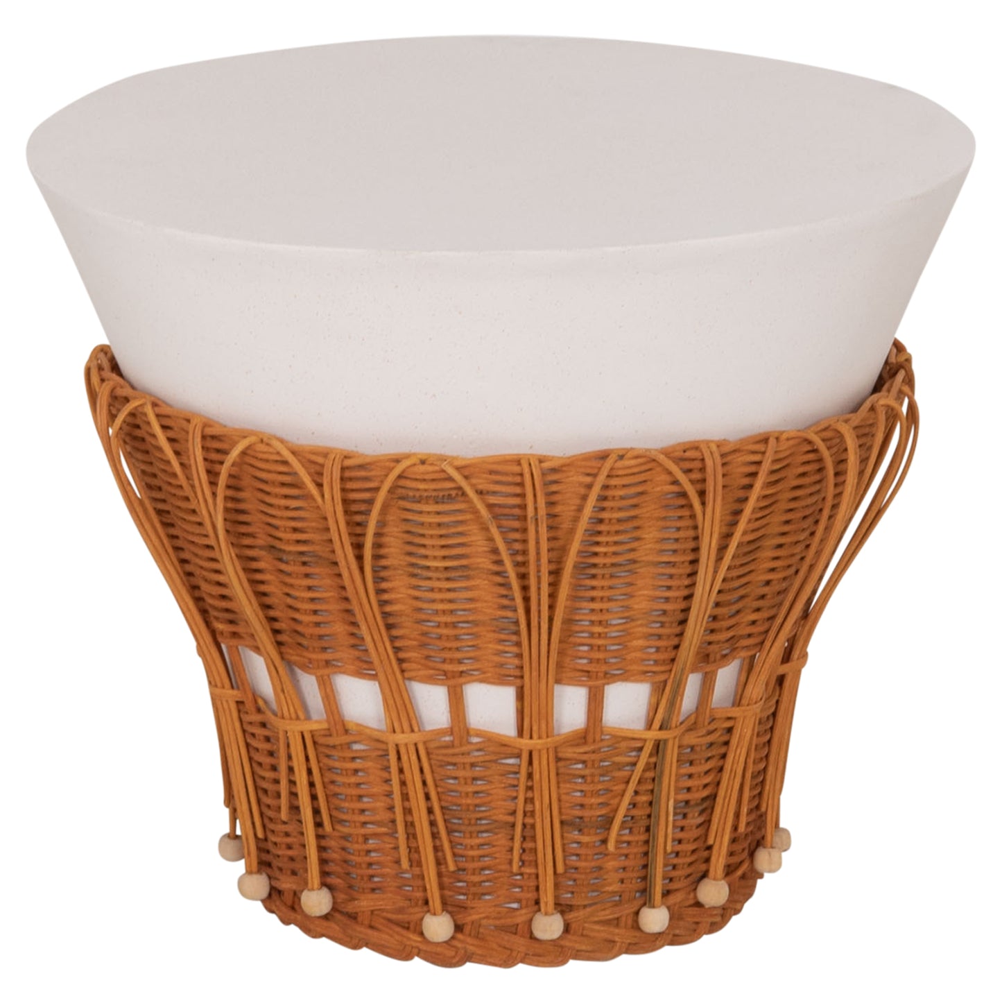 ΤΡΑΠΕΖΙ ΒΟΗΘΗΤΙΚΟ PERRAL FIBER CEMENT ΛΕΥΚΟ ΦΥΣΙΚΟ RATTAN Φ42x36