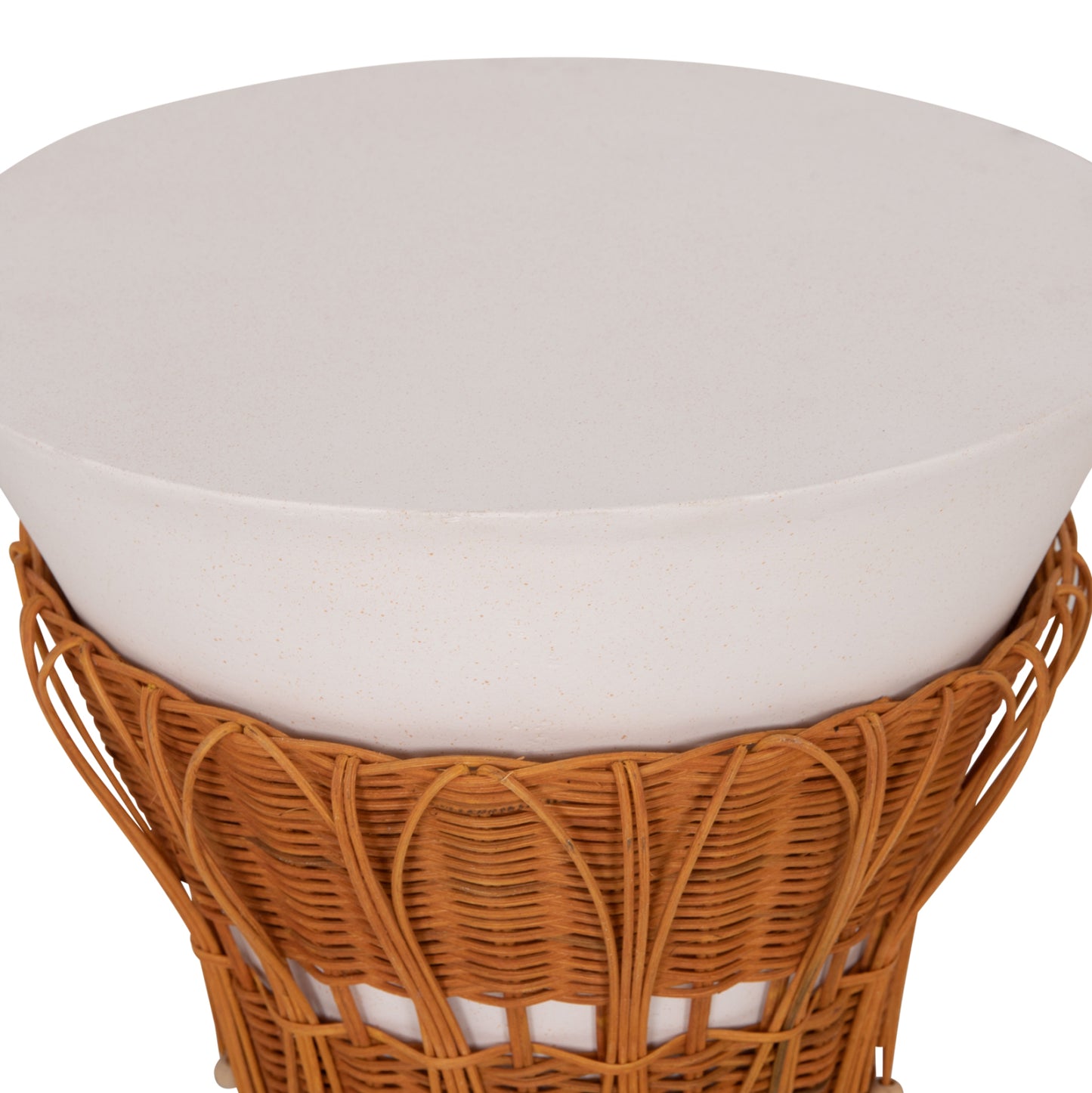 ΤΡΑΠΕΖΙ ΒΟΗΘΗΤΙΚΟ PERRAL FIBER CEMENT ΛΕΥΚΟ ΦΥΣΙΚΟ RATTAN Φ42x36