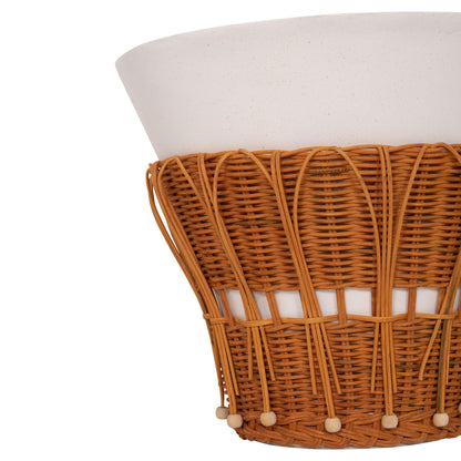 ΤΡΑΠΕΖΙ ΒΟΗΘΗΤΙΚΟ PERRAL FIBER CEMENT ΛΕΥΚΟ ΦΥΣΙΚΟ RATTAN Φ42x36