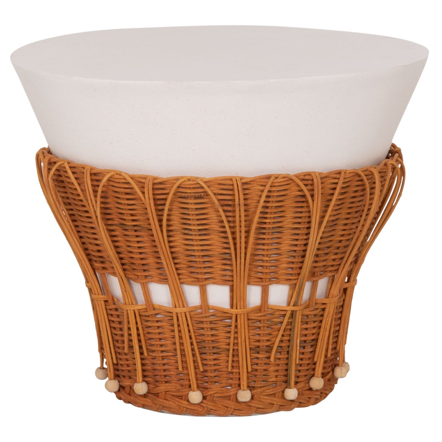 ΤΡΑΠΕΖΙ ΒΟΗΘΗΤΙΚΟ PERRAL FIBER CEMENT ΛΕΥΚΟ ΦΥΣΙΚΟ RATTAN Φ42x36