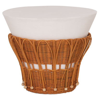 ΤΡΑΠΕΖΙ ΒΟΗΘΗΤΙΚΟ PERRAL FIBER CEMENT ΛΕΥΚΟ ΦΥΣΙΚΟ RATTAN Φ42x36