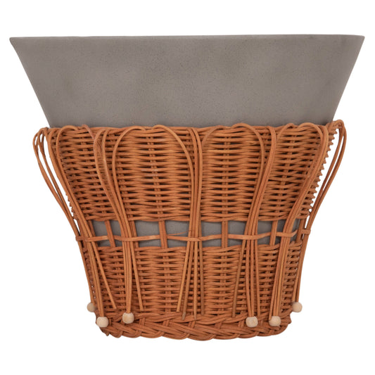 ΤΡΑΠΕΖΙ ΒΟΗΘΗΤΙΚΟ PERRAL FIBER CEMENT ΓΚΡΙ ΦΥΣΙΚΟ RATTAN Φ42x36