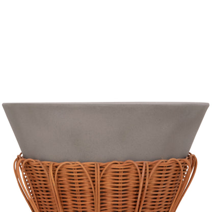 ΤΡΑΠΕΖΙ ΒΟΗΘΗΤΙΚΟ PERRAL FIBER CEMENT ΓΚΡΙ ΦΥΣΙΚΟ RATTAN Φ42x36