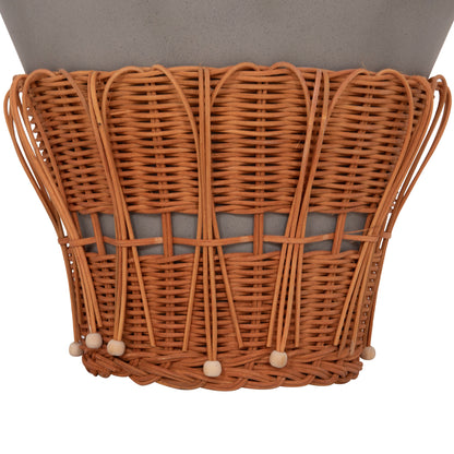 ΤΡΑΠΕΖΙ ΒΟΗΘΗΤΙΚΟ PERRAL FIBER CEMENT ΓΚΡΙ ΦΥΣΙΚΟ RATTAN Φ42x36