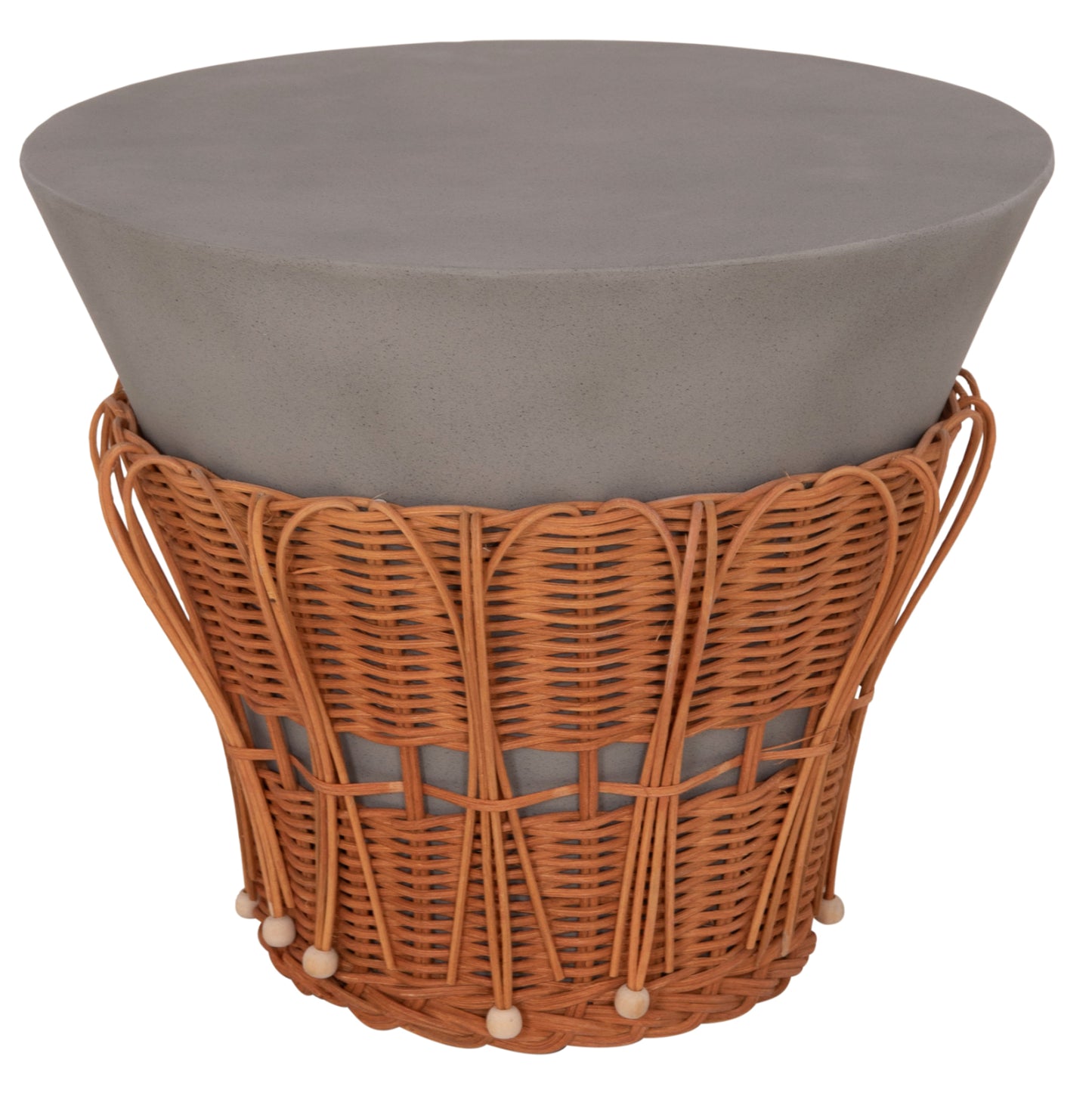 ΤΡΑΠΕΖΙ ΒΟΗΘΗΤΙΚΟ PERRAL FIBER CEMENT ΓΚΡΙ ΦΥΣΙΚΟ RATTAN Φ42x36
