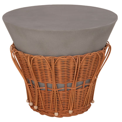 ΤΡΑΠΕΖΙ ΒΟΗΘΗΤΙΚΟ PERRAL FIBER CEMENT ΓΚΡΙ ΦΥΣΙΚΟ RATTAN Φ42x36