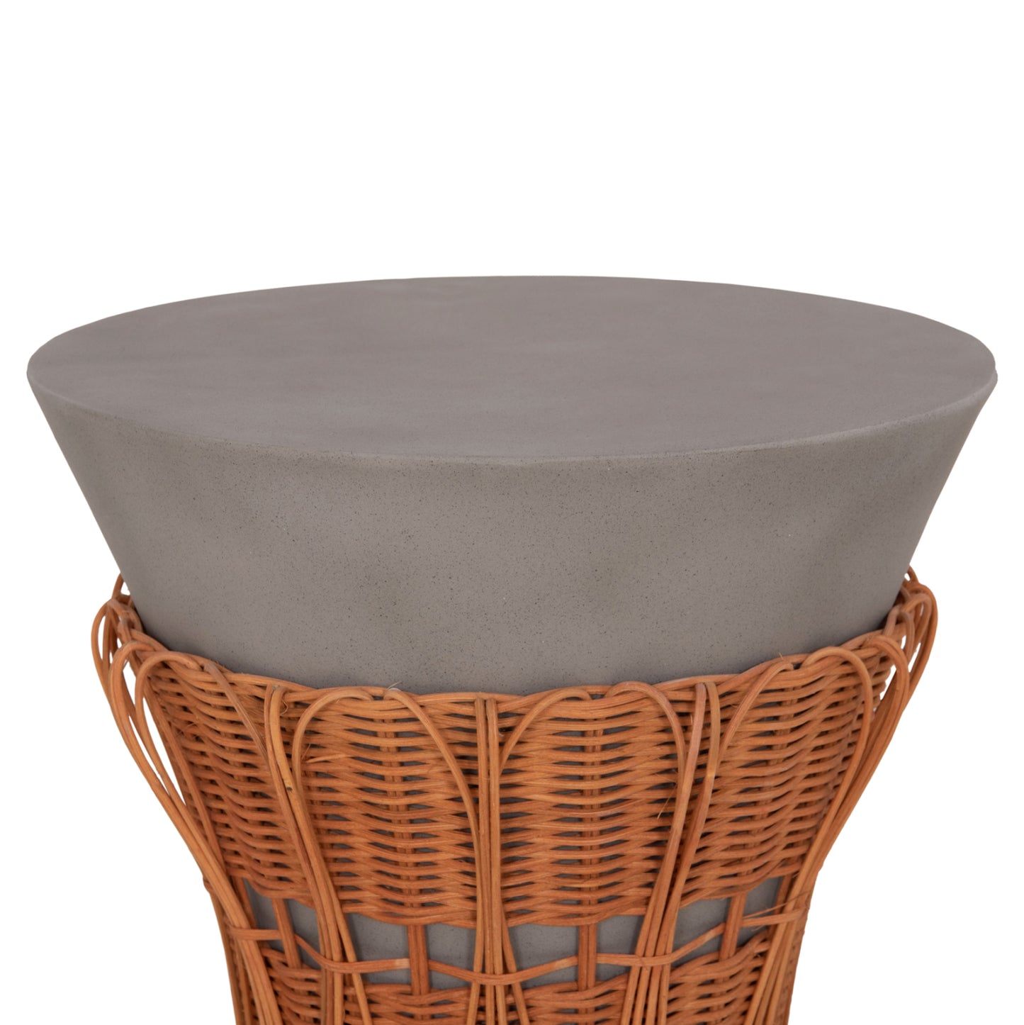 ΤΡΑΠΕΖΙ ΒΟΗΘΗΤΙΚΟ PERRAL FIBER CEMENT ΓΚΡΙ ΦΥΣΙΚΟ RATTAN Φ42x36
