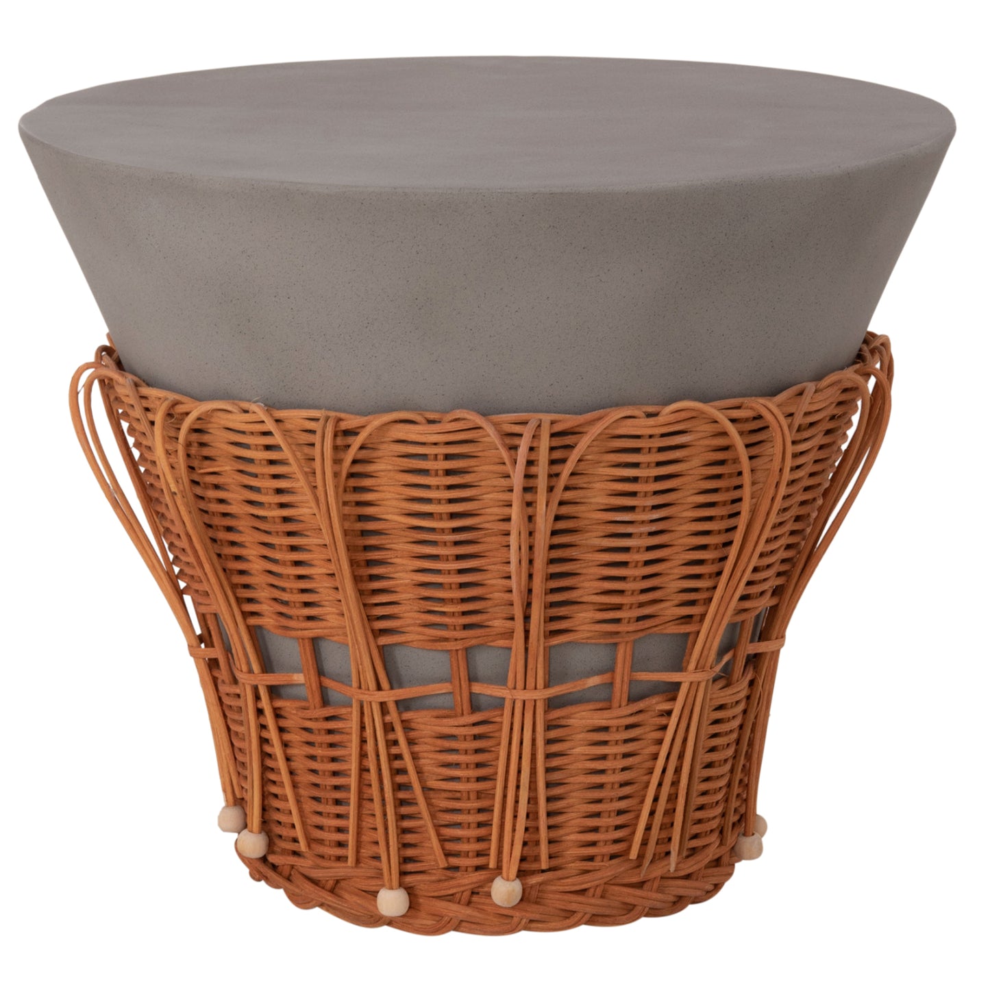 ΤΡΑΠΕΖΙ ΒΟΗΘΗΤΙΚΟ PERRAL FIBER CEMENT ΓΚΡΙ ΦΥΣΙΚΟ RATTAN Φ42x36