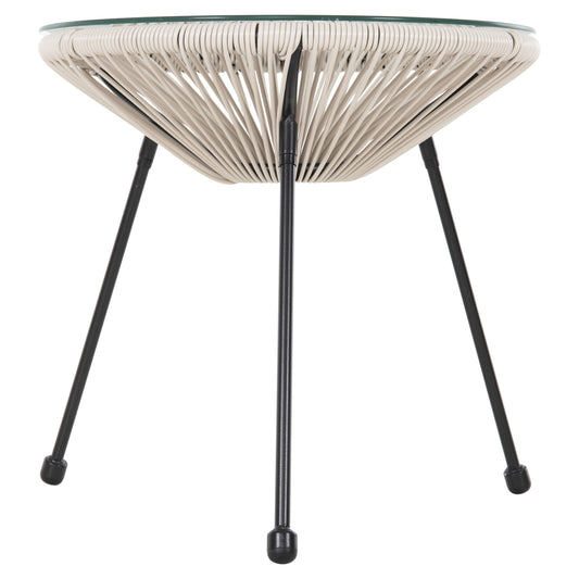 SIDE TABLE ALLEGRA METAL BLACK SYNTH. RATTAN BEIGE Ø47x45
