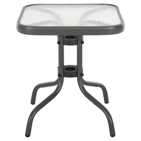 FIGO SIDE TABLE METAL GREY GLASS TOP 45x45x51