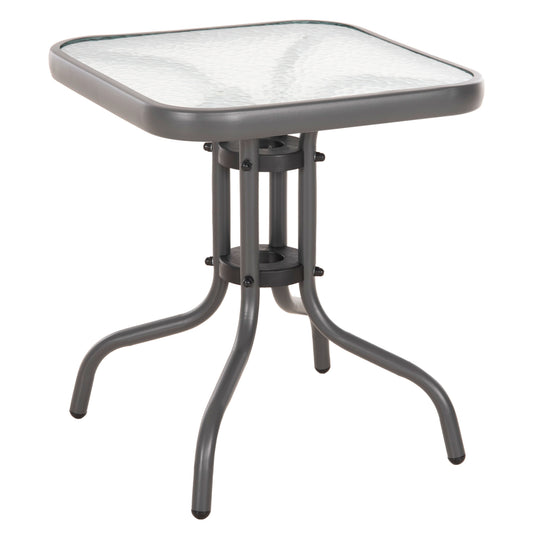 FIGO SIDE TABLE METAL GREY GLASS TOP 45x45x51