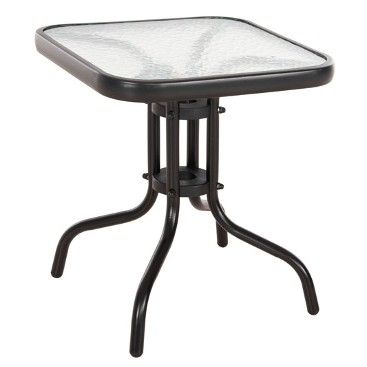 FIGO SIDE TABLE BLACK METAL WITH GLASS TOP 45x45x51
