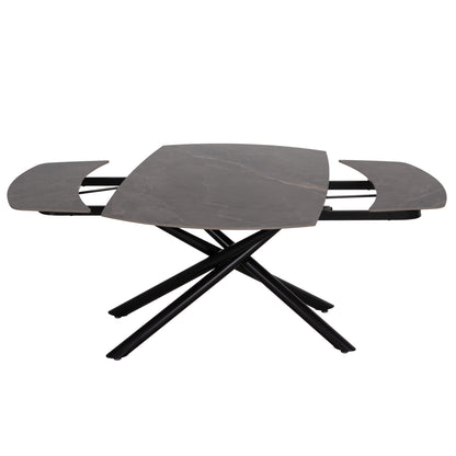 VANTA EXTENDABLE TABLE CERAMIC TOP IN GREY MARBLE 136-199x90x77