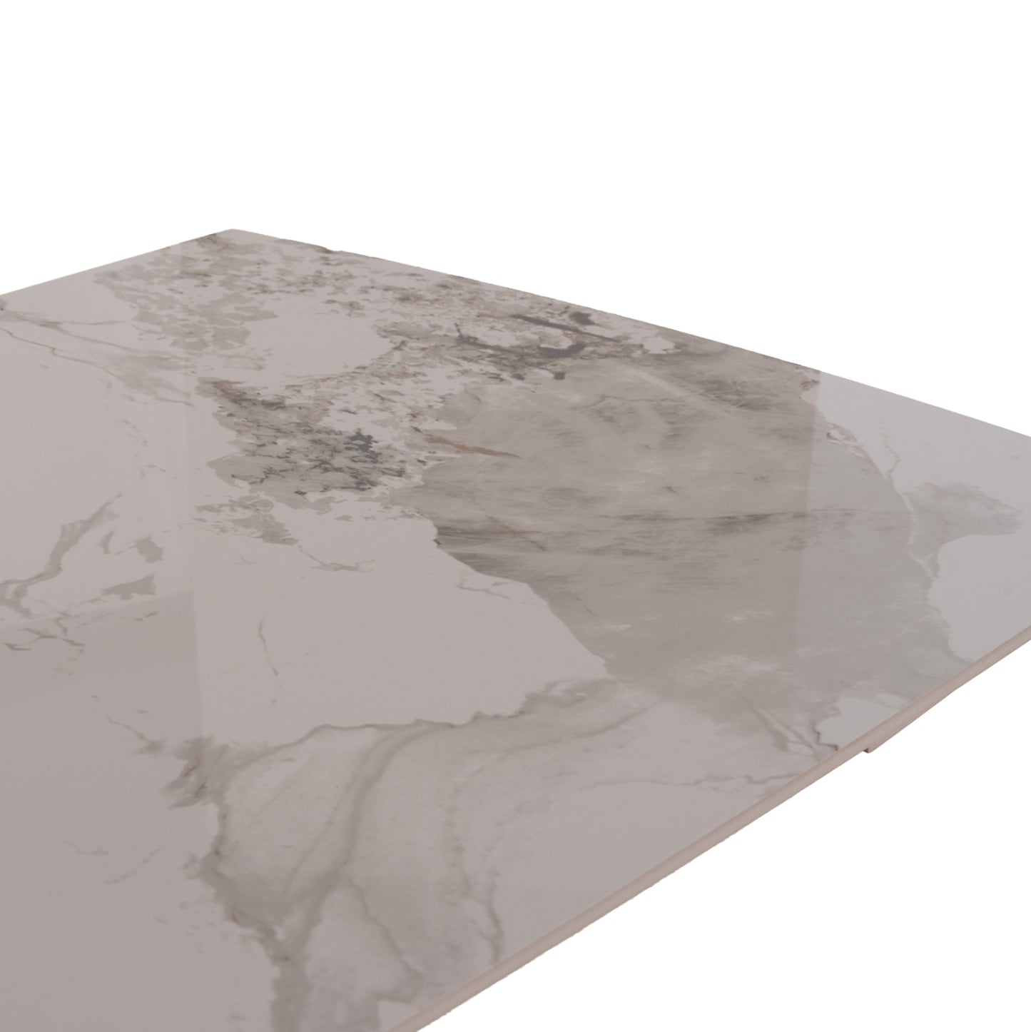 EXTENDABLE TABLE AIRA CERAMIC TOP IN WHITE/BROWN MARBLE 165/240x90x76