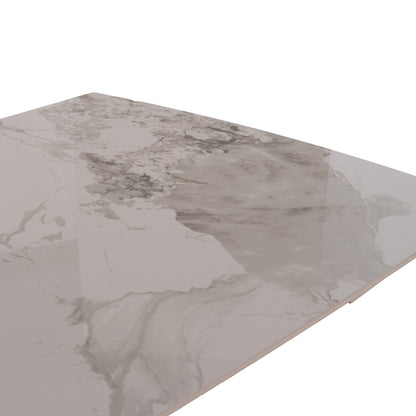 EXTENDABLE TABLE AIRA CERAMIC TOP IN WHITE/BROWN MARBLE 165/240x90x76