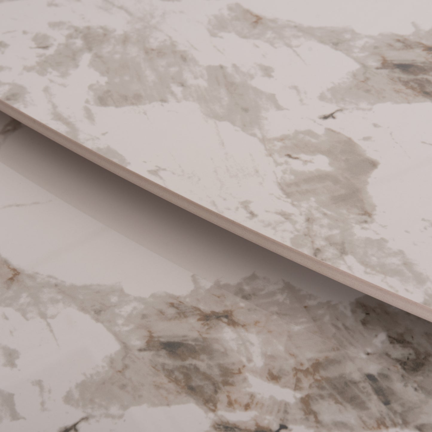 EXTENDABLE TABLE AIRA CERAMIC TOP IN WHITE/BROWN MARBLE 165/240x90x76