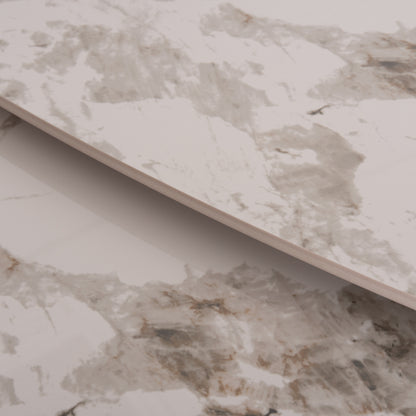 EXTENDABLE TABLE AIRA CERAMIC TOP IN WHITE/BROWN MARBLE 165/240x90x76