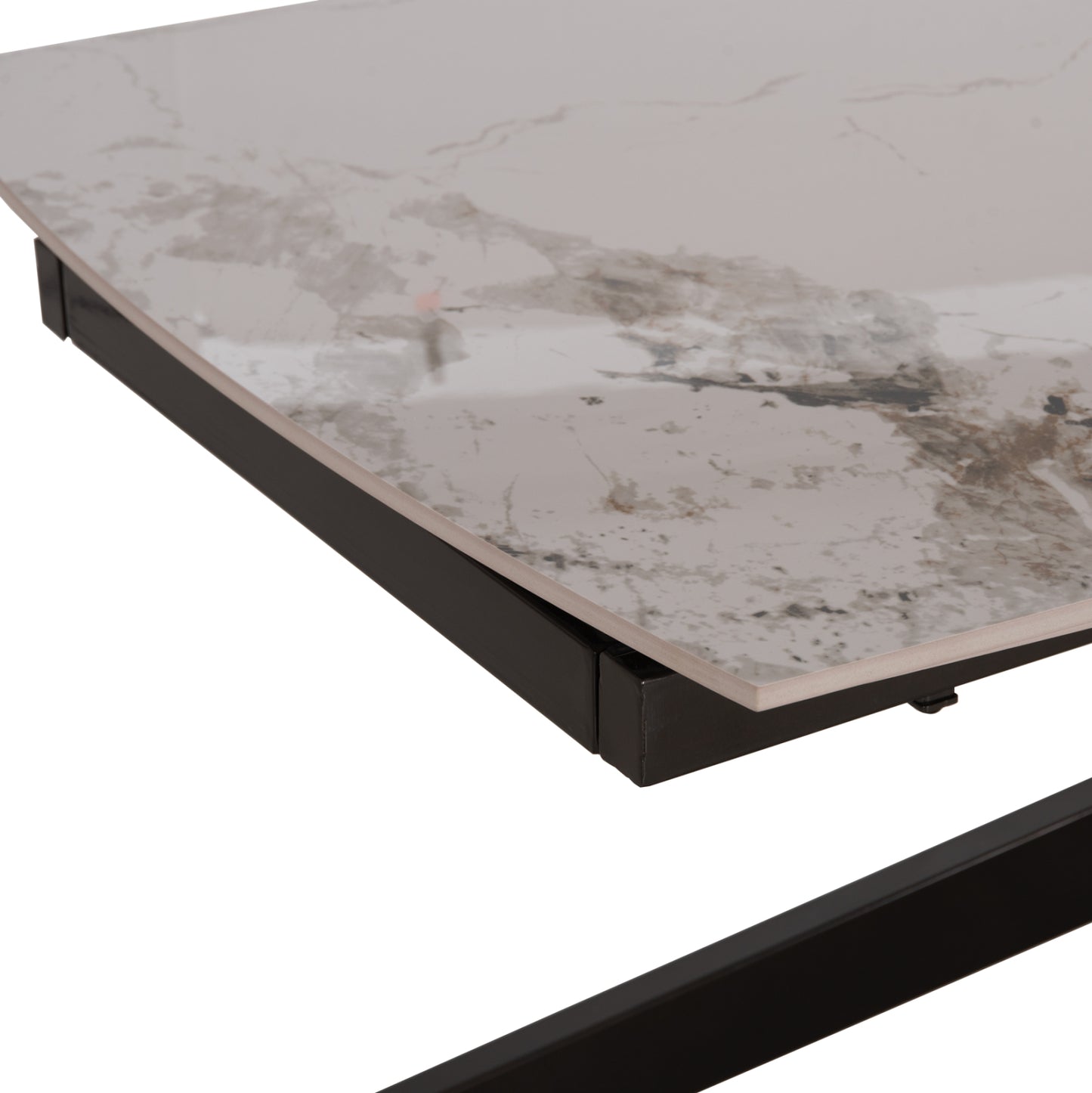 EXTENDABLE TABLE AIRA CERAMIC TOP IN WHITE/BROWN MARBLE 165/240x90x76