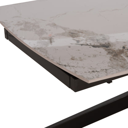 EXTENDABLE TABLE AIRA CERAMIC TOP IN WHITE/BROWN MARBLE 165/240x90x76