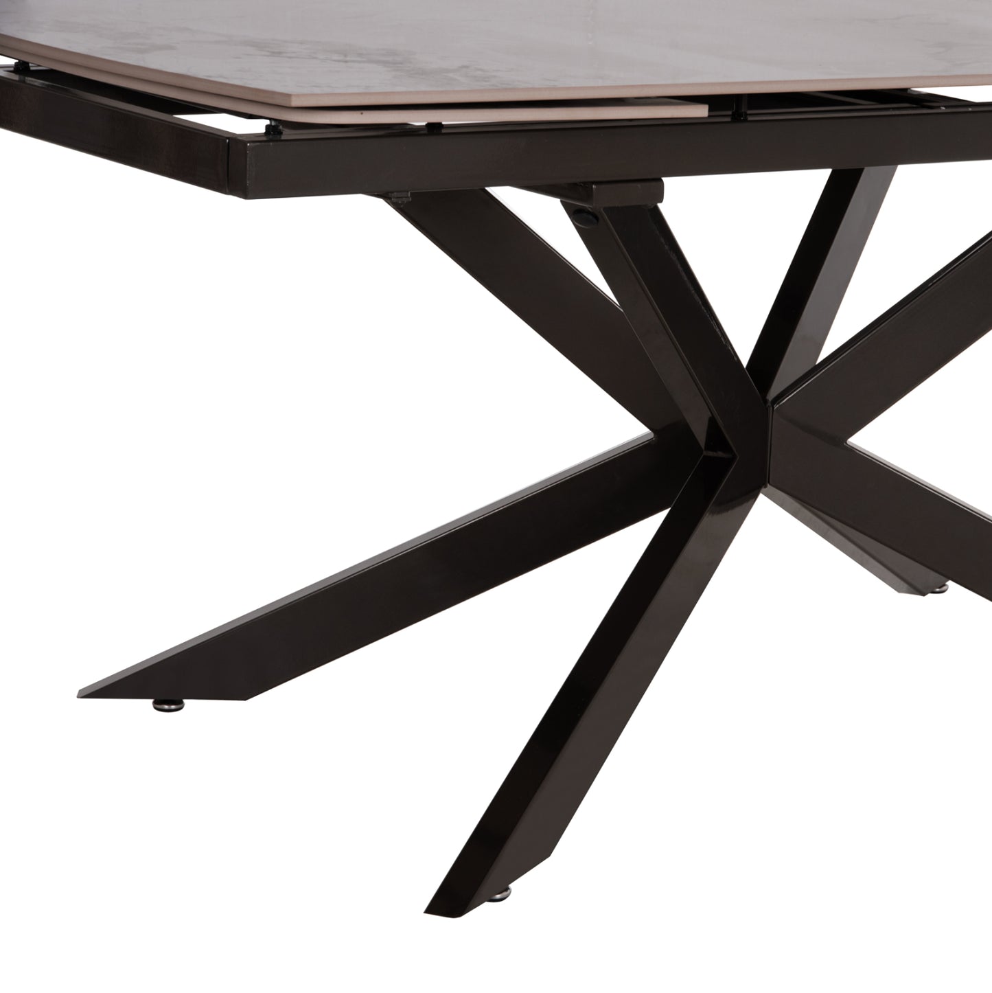 EXTENDABLE TABLE AIRA CERAMIC TOP IN WHITE/BROWN MARBLE 165/240x90x76