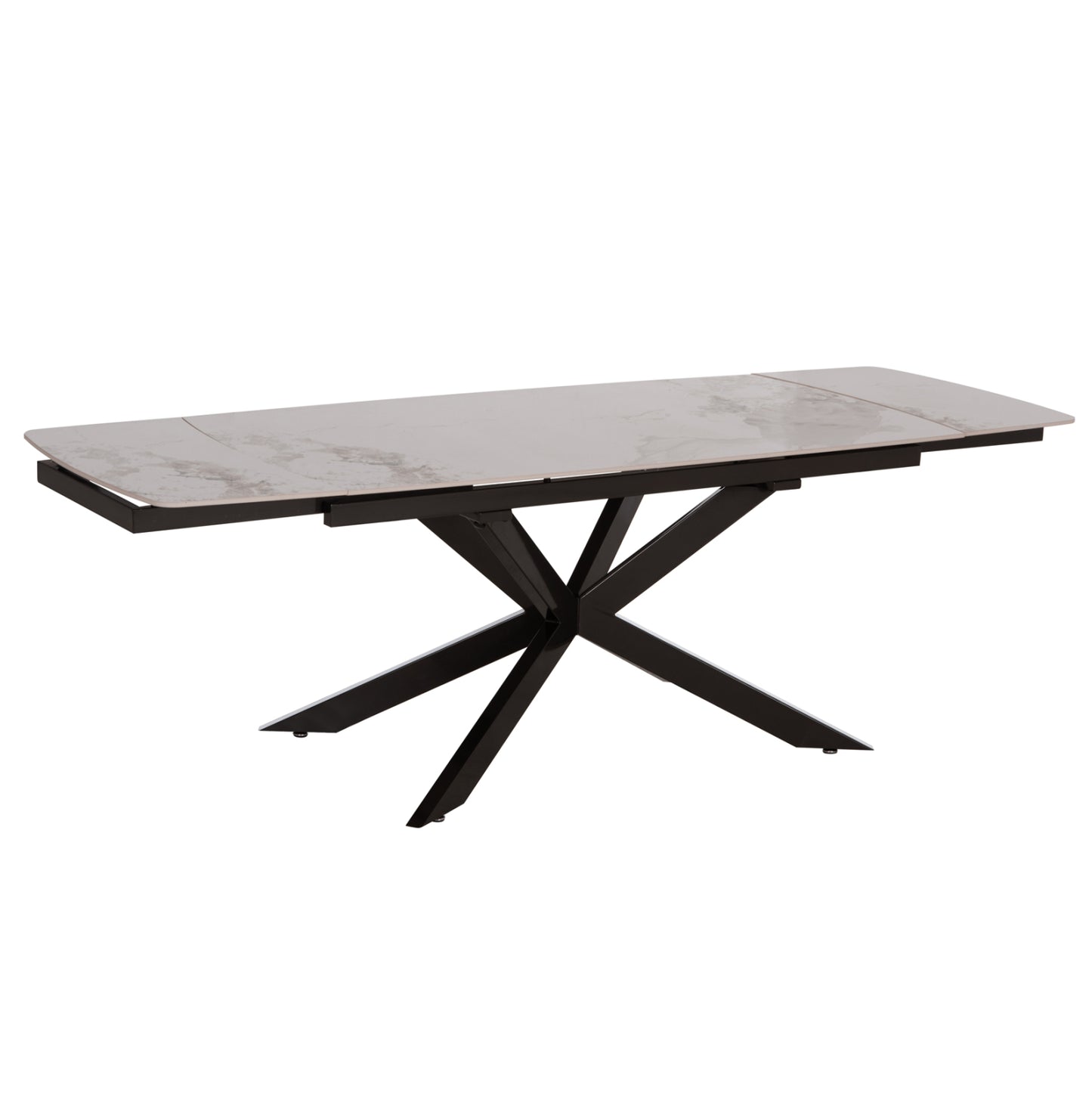 EXTENDABLE TABLE AIRA CERAMIC TOP IN WHITE/BROWN MARBLE 165/240x90x76
