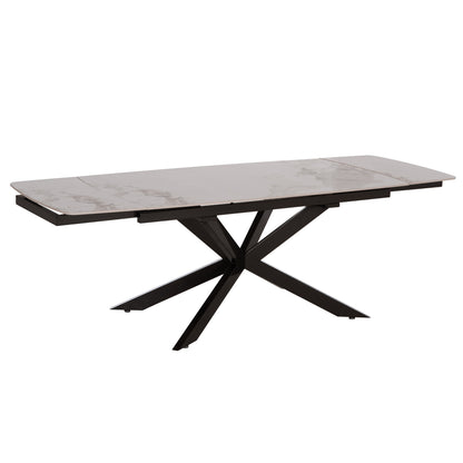 EXTENDABLE TABLE AIRA CERAMIC TOP IN WHITE/BROWN MARBLE 165/240x90x76